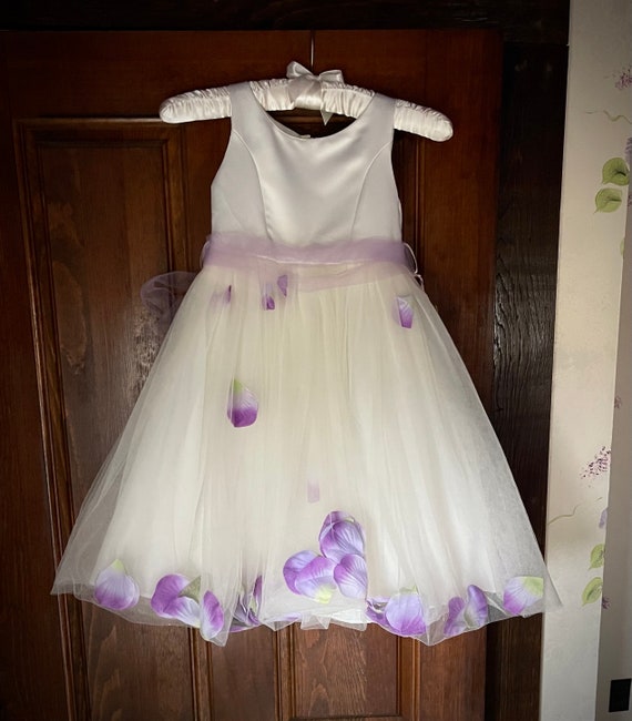 Child's off-white tulle with lavender tie