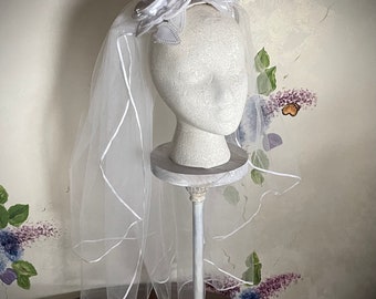 Double satin rose veil