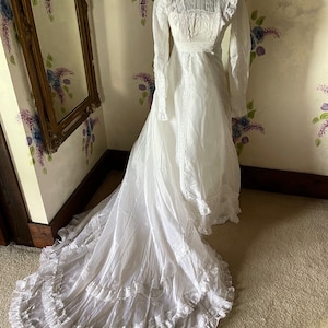 1970s wedding dress with cap veil