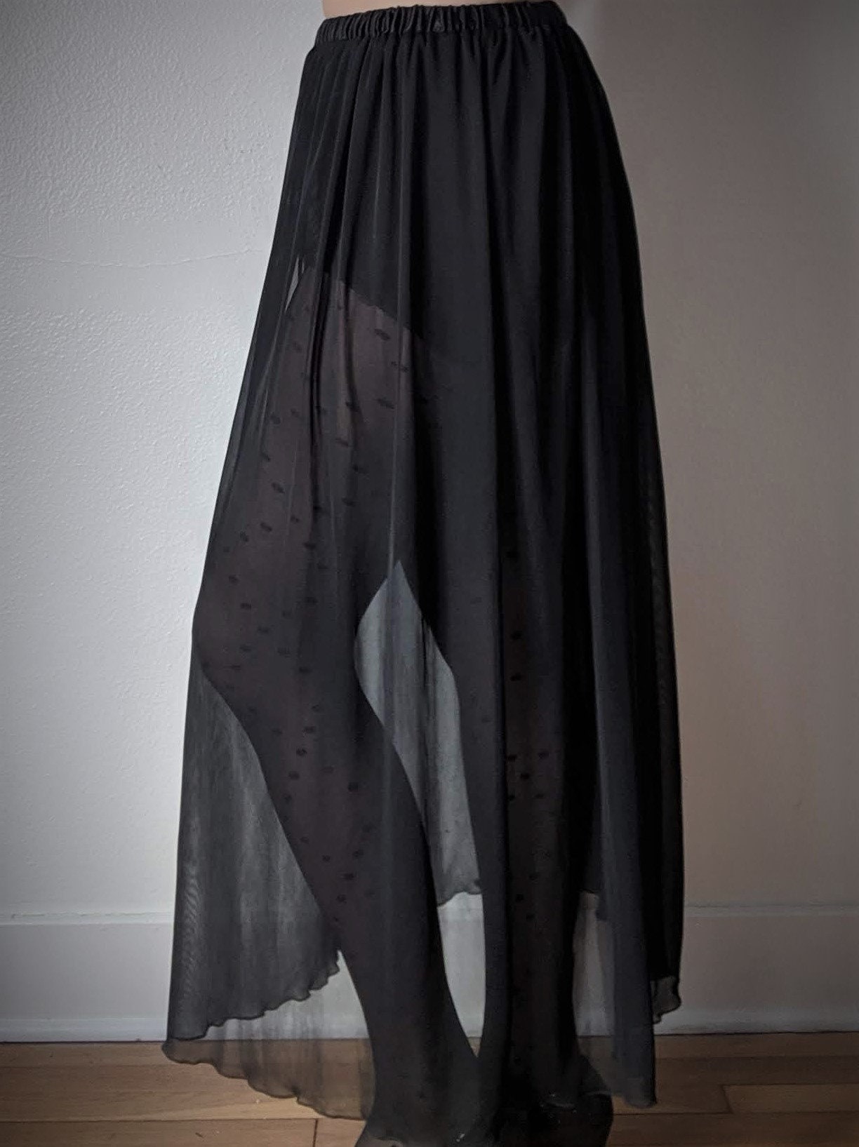 Sheer long top skirt overlay