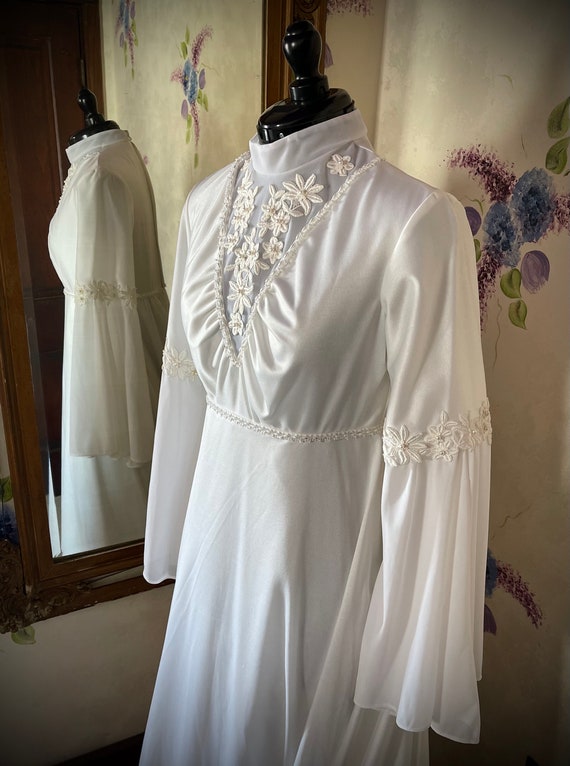 1970s bell sleeve wedding dress - image 5