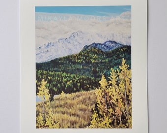 Pikes Peak Autumn Giclee Fine Art Print | 8x10, 9x12, 11x14 inches | Colorado Mountain Gifts, Outdoors, Hiking, Scenic Fall Landscape