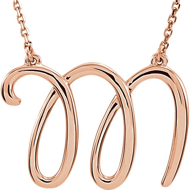Download 14K Rose Gold Alphabet Cursive Script Initial Letter ...