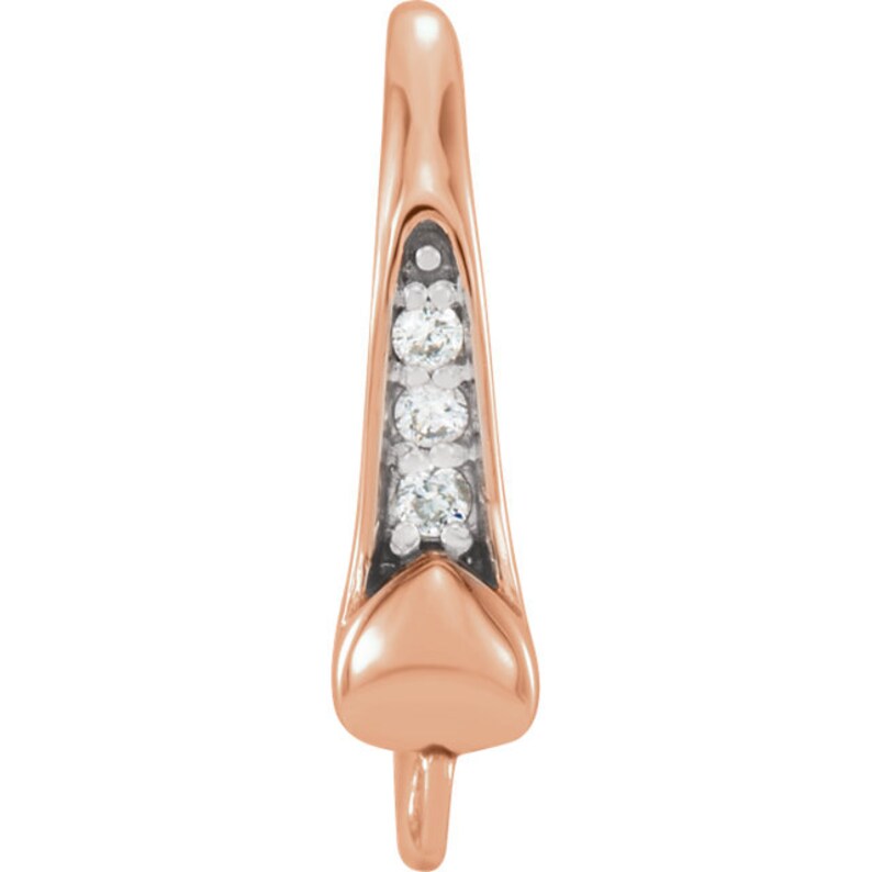 not as a pair 14kt Rose Gold 15 CTW Diamond Accented Preset French Ear Wire with Ring Finding is being sold individually