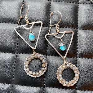 Labradorite Silver Sacred Geometry Earrings