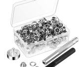 Grommet Kit Hole Cutter, Mandrel and 100 Grommets Eyelets, 1 4-Inch, 6.35mm. Canvas, Tarps, Tents, Awnings, Covers Repairs
