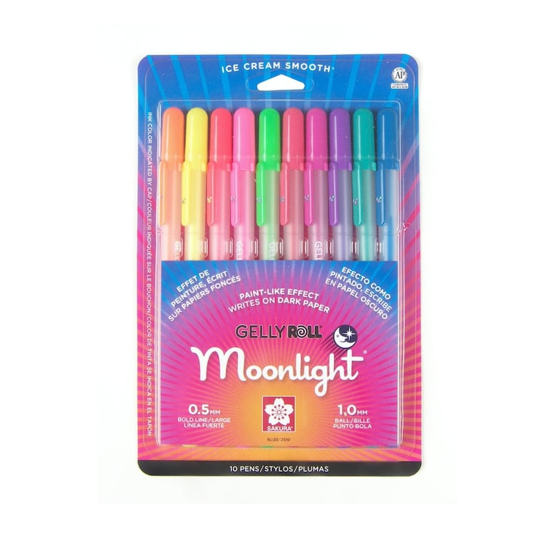 Markers; Sakura Gelly Roll Moonlight Colors; 10 Sakura Bold Point Gel Ink Book Coloring Pens; Anime 10 Sakura Pens Manga Art Drawing