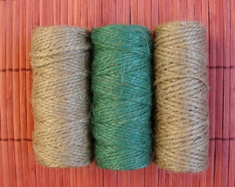 3 Rolls of Jute Twine 118ft each. Natural Jute Twine, Green Jute Twine, Bakers Twine