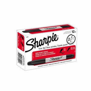 12 permanente schwarze Sharpie Twin TIp Marker; Fein & ultrafeine Punkte; Illustration, Zeichnung, Mischung, Schattierung, endering, Kunst, Kunsthandwerk