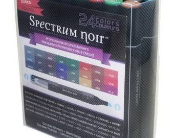24 Spectrum Noir Markers; Alcohol Markers, Pens; Artsists Set; Darks; Illustration, Drawing, Blending, Shading, Rendering, Arts, Craft
