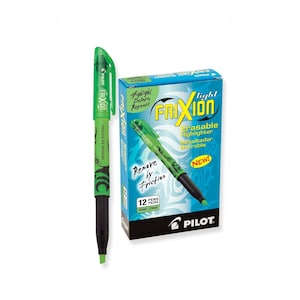 12 Light Green Pilot Frixion Erasable Highlighters; Coloring Bible Study Journaling Planer Pens Markers Highlighters