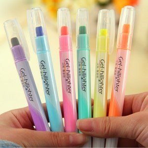 6 No Bleed or Smear Bible Safe Gel Highlighters, Bible Journaling Inductive Study Kit Markers, Highlighters, Pens, Korean Stationary