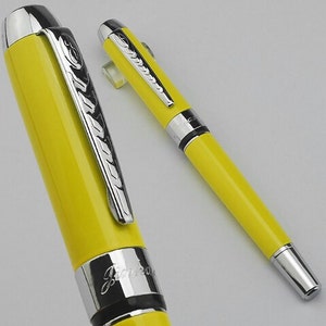 Plume jaune classique Reservoarpenna, plume moyenne Chrome Trim stylo plume, stylo Excellent pour lécriture, calligraphie, dessin, encrage image 2