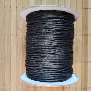 Cordón encerado negro de 2 mm, hilo, cuerda, 100 yardas, 91 m; Pulsera, collar, cadena para la cintura, tobillera, joyería de macramé