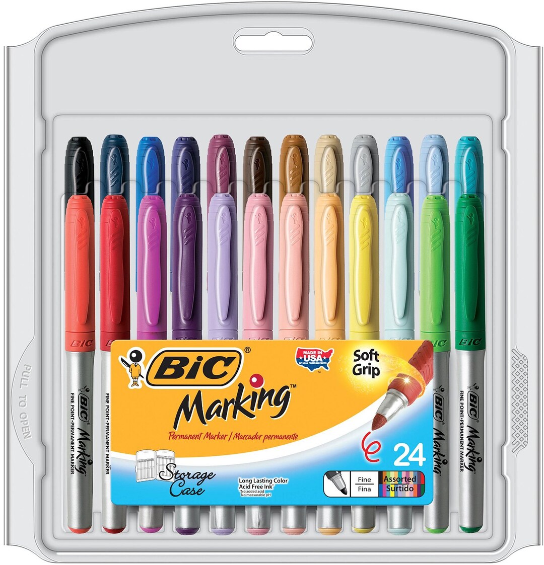 24 BIC Marking Permanent Markers Fashion Colors, Fine Point, Adult ...
