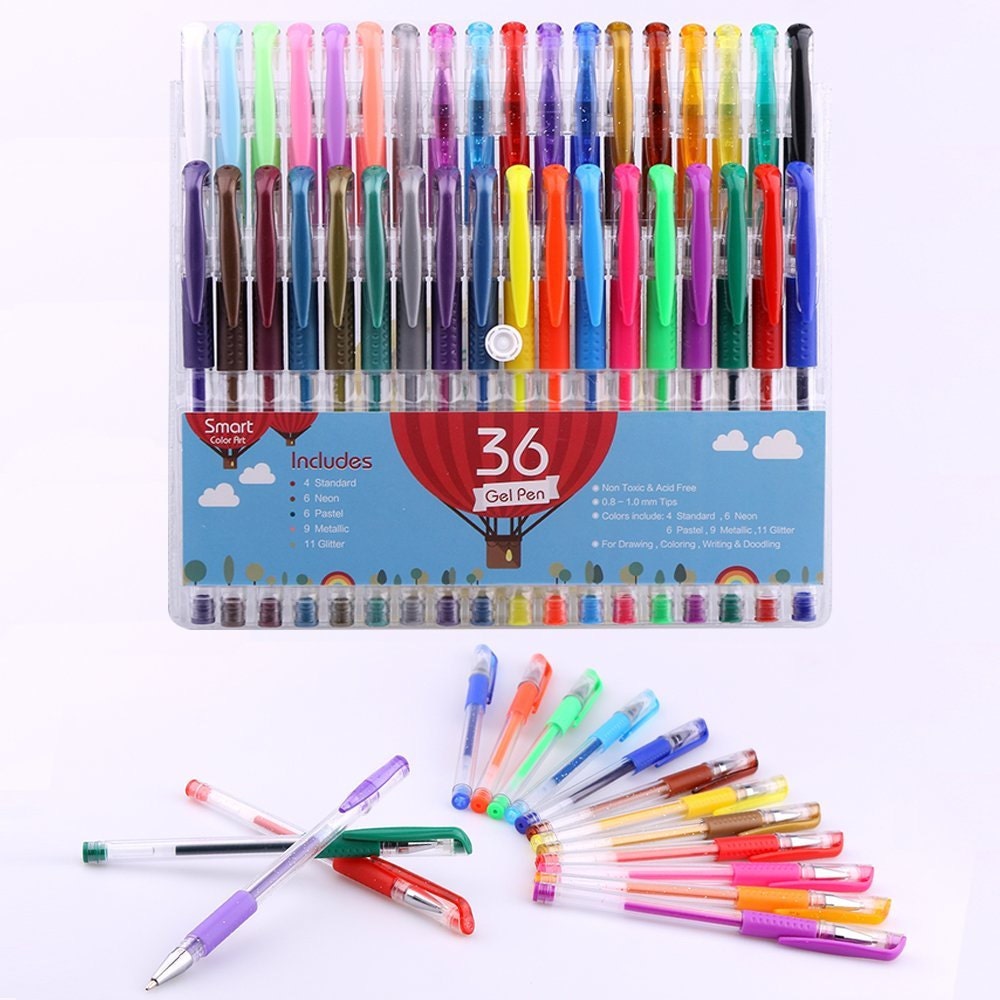 Smart Color Art 100 Colors Gel Pens Set for Adult Coloring Books Drawing  Painting Writing