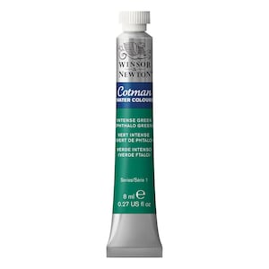 Intense Phthalo Green Watercolor Paint, 8ml Paint Tube; Cotman Winsor & Newton Extra Fine Pro Watercolor Paint