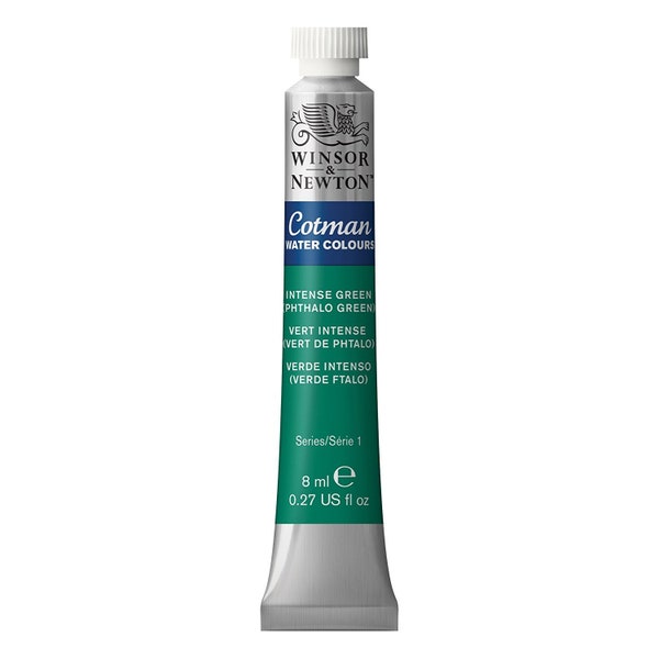 Intense Phthalo Green Watercolor Paint, 8ml Paint Tube; Cotman Winsor & Newton Extra Fine Pro Watercolor Paint