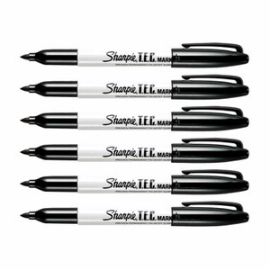6 Sharpie TEC Markers; Trace Element Certified Technical Permanent Black Markers; Fine Point, Fine Tip TEC Sharpie Markers