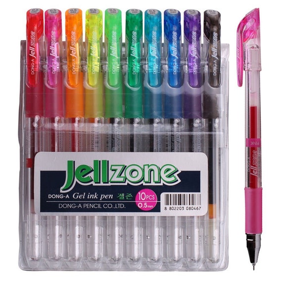 10 Korean Colored Gel Ink Kawaii Cute Pens Adult Coloring Books, Bible  Journaling, Planer Midori, DONG-A Jellzone Coloring Gel Pens 