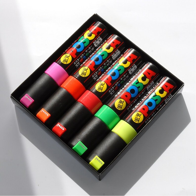 5 UniPosca Paint Marker Pen Bold Point Japanese Markers Etsy