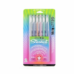 6 Sakura Pens, Sakura Gelly Roll Stardust Meteor Coloring Pens; 1mm Bold Line. Coloring Bible Study Journaling Scrapbooking Pens