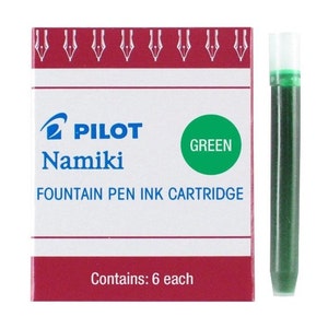 グリーン パイロット 万年筆インクカートリッジ、Namiki 万年筆インクカートリッジ; 6 パック グリーン パイロット インク詰め替え、Namiki インク詰め替え