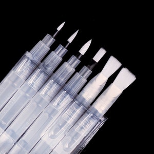 6 Portable Water Brushes, Watercolor Brushes, Refillable Water Brush, Watercolour Gouache Painting Brush Set, Painting Supplies