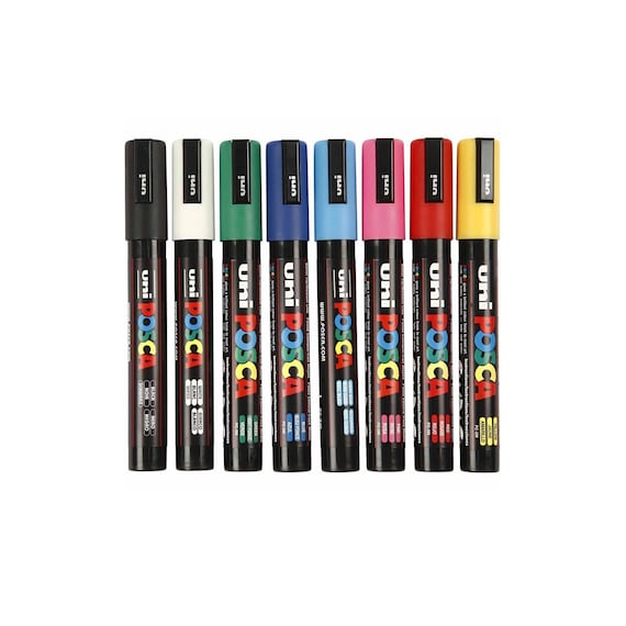 Uni-posca Japan Paint Marker Pen, Fine Point, Set of 8 Color Markers  Drawing, Painting, Fabric, Surfboard, Anime, Manga 