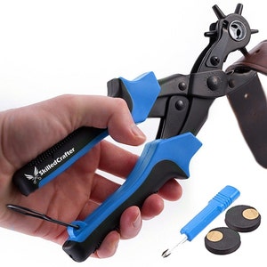 Leather Hole Punch, Revolving Turning Rotary Leather Belt Hole Puncher Pliers Hand Tool, Heavy Duty Punch; for Belt, Saddle, Watch Strap etc
