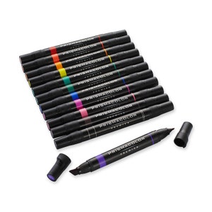 12 marcadores Prismacolor; Marcadores de arte profesional de doble punta, colores primarios y secundarios; Marcadores artísticos Prismacolor
