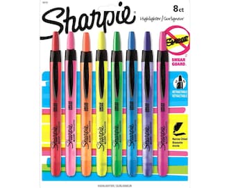 Sharpie Accent Retractable Highlighters, Assorted Colors, Fine Point, 8 Pack; Drawing, Packing and Shipping, Sharpie Arts Crafts