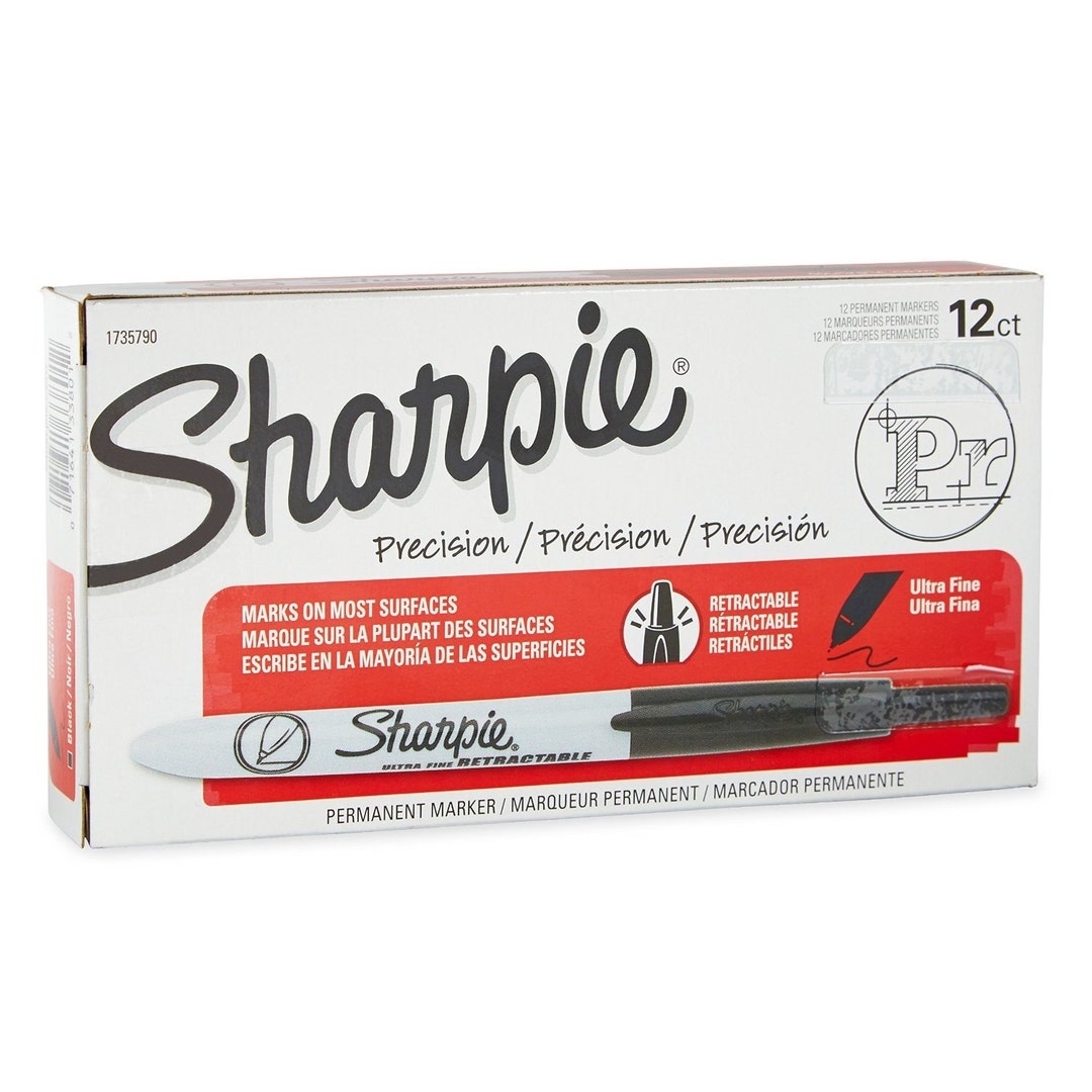 Sharpie Retractable Permanent Markers, Ultra Fine Tip, Black, 12 Count 
