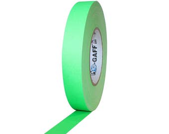 Fluorescent Green Gaffer Tape; 1inx55yd Heavy Duty Pro Grade Gaffer's Non-Reflective, Waterproof, Multipurpose Tape; Stronger than Duct Tape