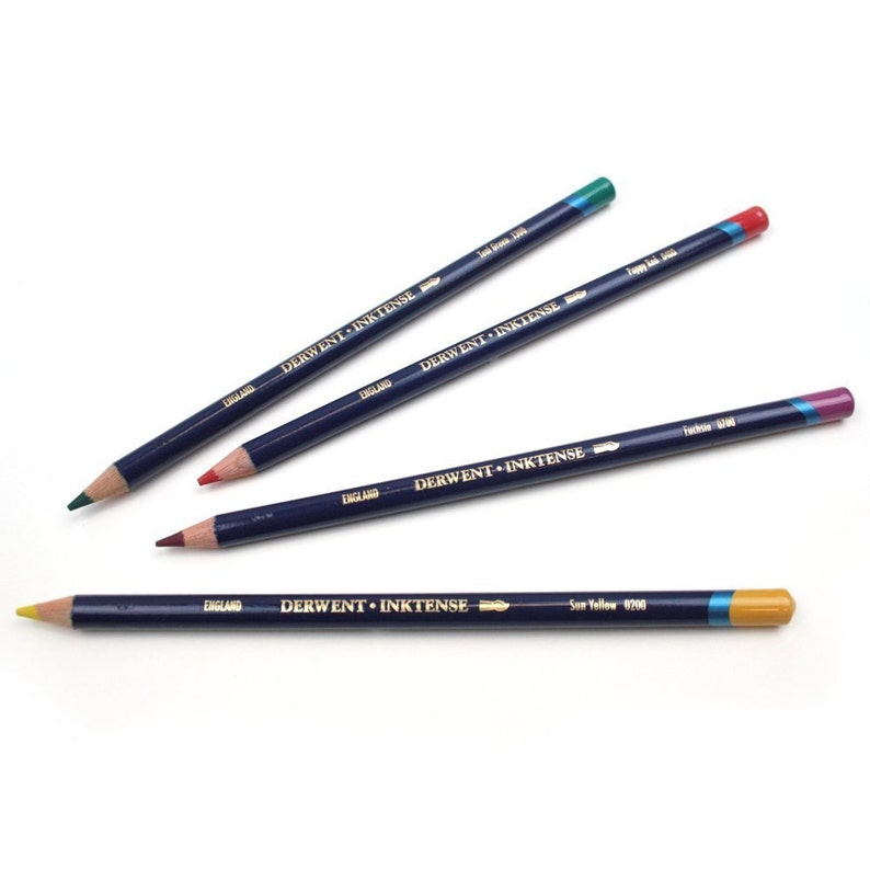 24 Watercolor Pencils, Derwent Inktense Watercolor Water Soluble Pencils 4mm Core Derwent Drawing Watercolor Pencil, Tin image 2
