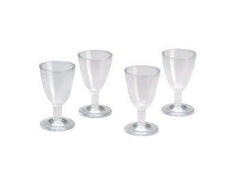4 Dollhouse Kitchen Miniature Wine, Water Glasses, Blank, Clear