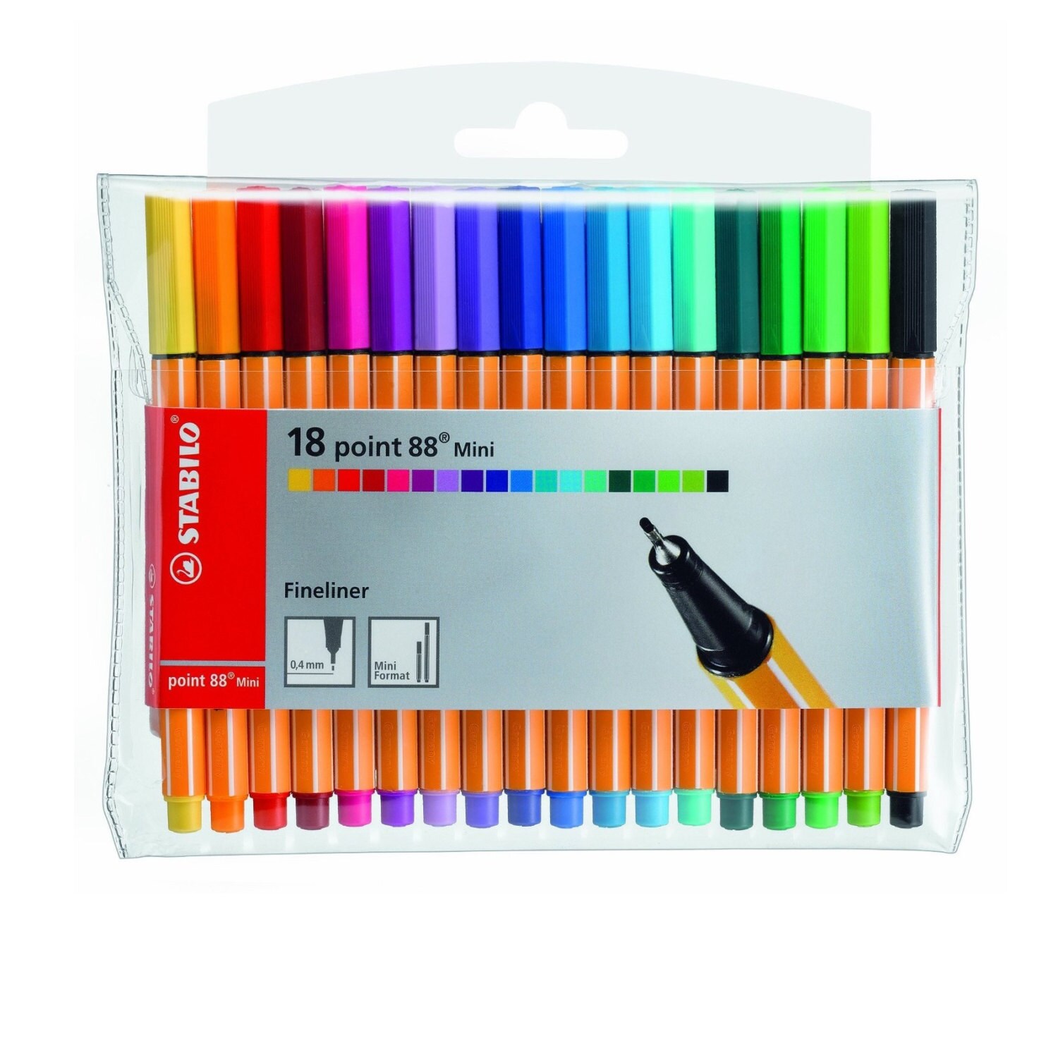  Stabilo Point 88 Fineliner Pens, 0.4 mm - 20-Color Plastic Case  Set, 1 Count (Pack of 1) : Office Products