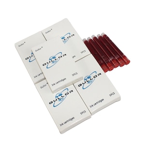 25 Red Fountain Pen Ink Cartridges, Standard International Size Fountain Pen Ink Cartridges