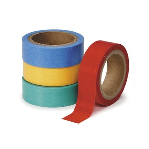 4 cintas Washi de colores primarios surtidos, decoraciones de 5/8" (16 mm) x 26 pies (8 metros), envoltura de regalos, álbumes de recortes, fabricación de tarjetas, bodas