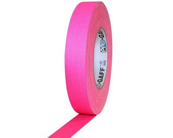 Fluorescent Pink Gaffer Tape; 1inx55yd Heavy Duty Pro Grade Gaffer's Non-Reflective, Waterproof, Multipurpose Tape; Stronger than Duct Tape