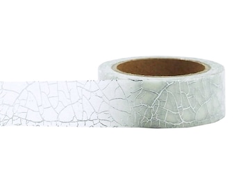 Silver Crackle Washi Foil Paper Adhesive Tape, 0.59" (15mm) x 10 Yards (9M) Washi, Gift Wrapping Scrapbooking Card-Making, Wedding