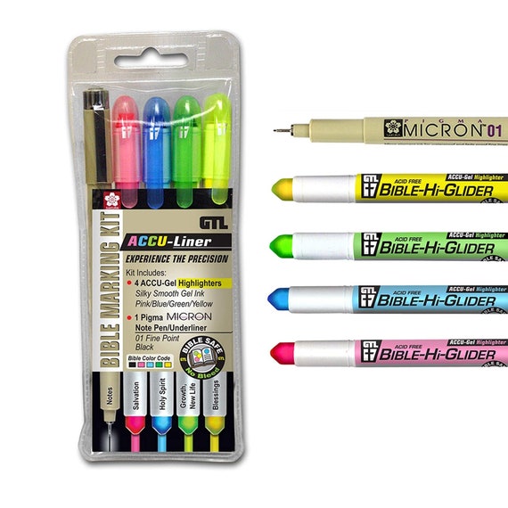 6 No Bleed or Smear Bible Safe Gel Stick Highlighters, Bible Journaling  Inductive Study, Bible Study Kit Markers, Highlighters, Pens 