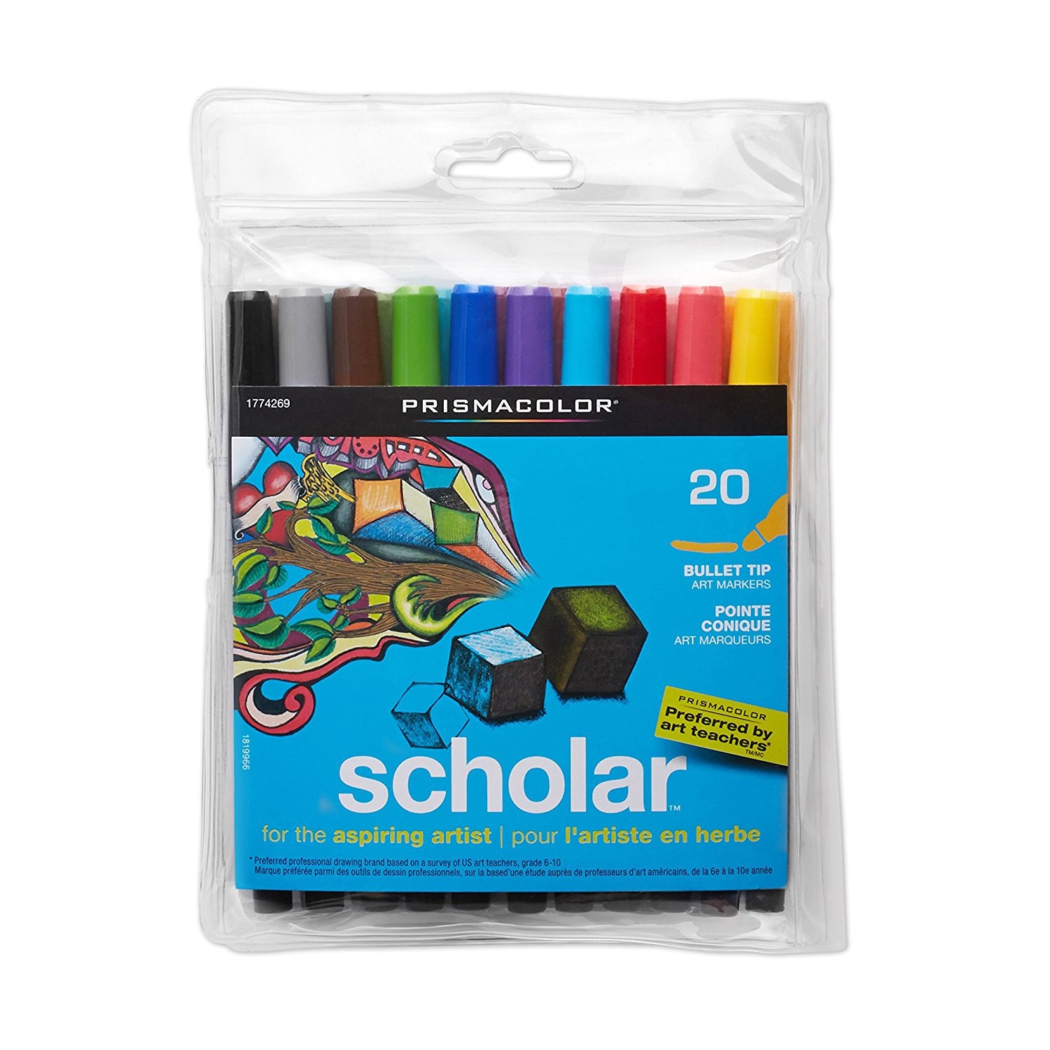 20 Prismacolor Markers, Bullet Tip, Point Prismacolor Scholar Art Markers  Drawing, Adult Coloring Books 