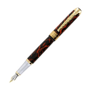 万年筆 Fountain Pen, 18K Gold Nib Gold Plated Fountain Pen, Ink Pen for Writing, Calligraphy, Drawing, Inking