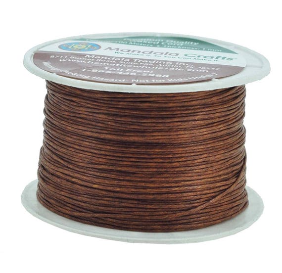 Brown Waxed Cotton Cord, Thread; 12 Ply, 1mm, 100M; Beading