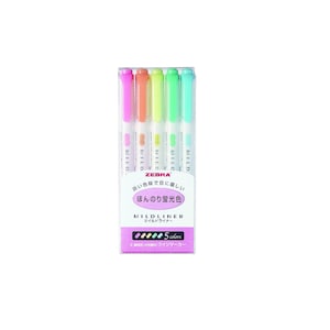 Zebra Mildliner Highlighter, 5 Colors; Japanese Import; Kawaii Zebra Pastel Highlighter Mildliner, Marker, Pens