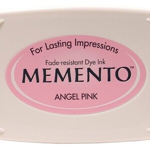 Tampone di inchiostro resistente allo sbiadimento di Tsukineko Memento Angel Pink; Cancellazione e timbratura in gomma, disegno, scrapbooking, illustrazione, creazioni con la carta