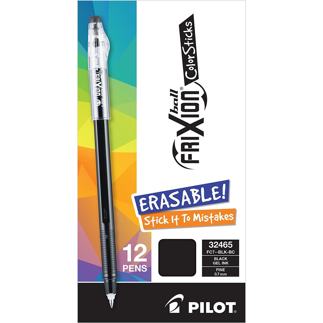 Friction Color 12 Black Pilot Frixion Color Sticks Ball Pens, 0.7mm, Erasable Gel Ink ...