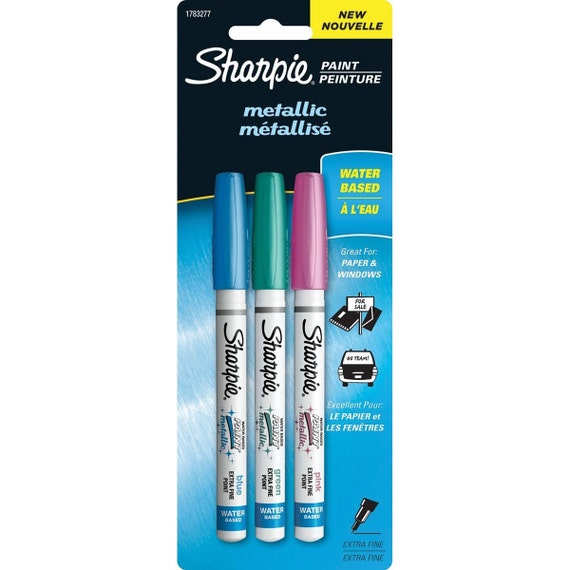 6 Sharpie Extra Fine Point METALLIC Water Base Paint Markers, Blue, Pink,  Green