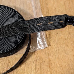 Black 3/4 Inch Elastic Band with Buttonholes, Stretchable Stretch Knit Strap Band, Sewing Clothes Waistbands Tailoring Kitting, 5.5 Yards